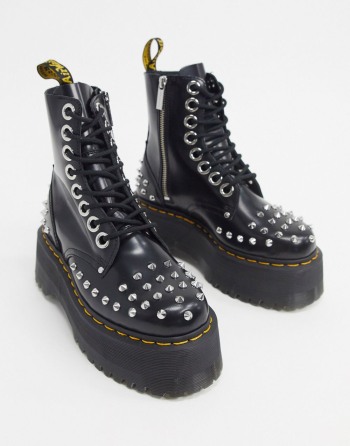 Dr Martens Jadon Max Studded Chunky Flatform Crne - Ženske Čizme | 07385TFCN